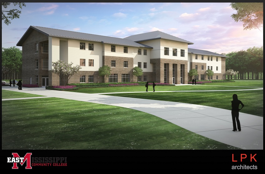 This conceptual rendering by LPK Architects, P.A., depicts what the new residence hall to be built on EMCC’s Scooba campus will look like. Art provided by LPK Architects, P.A. This conceptual rendering by LPK Architects, P.A., depicts what the new residence hall to be built on EMCC’s Scooba campus will look like. Art provided by LPK Architects, P.A.